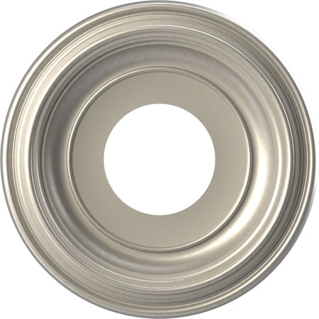 Ekena Millwork Traditional PVC Medallion (Canopies up to 5 1/2"), 10"OD x 3 1/2"ID x 1 1/8"P, Bright Coat Aluminum CMP10TRBAL